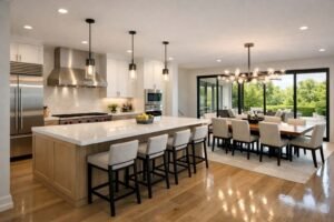 Modern kitchen and dining area inside iShowSpeed house