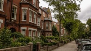 Victorian houses on a leafy West Hampstead street in north London, the neighborhood where Dua Lipa lives