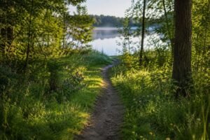 Footpath crossing a neighboring property to reach a lake as a prescriptive easement example