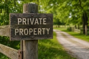 Private property sign with revocable permission notice to prevent a prescriptive easement