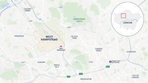 Map showing the West Hampstead area of north London where Dua Lipa lives